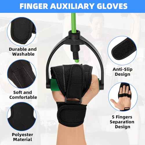 Stroke Finger Splint Brace Ability, Finger Rehabilitation Auxiliary Training Gloves for Elderly Patients, Anti-Spasticity Hand Therapy Equipment for Fist Stroke Hemiplegia Hand Training, Black