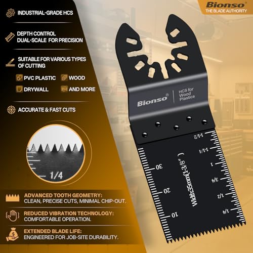 Bionso 55PCS Oscillating Saw Blades Kit - Universal Titanium Multi-Tool Blades for Wood, Metal, Plastic, 55 Pieces