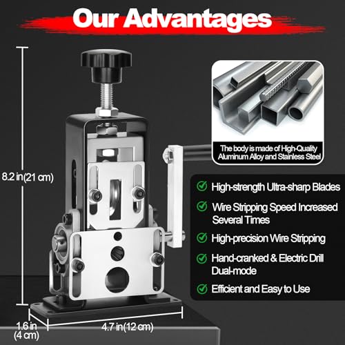 Trivd Frol Manual Wire Stripping Machine Set for 0.06-1 Inch Wires