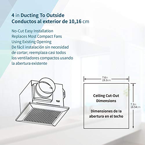 Tech Drive Very-Quiet 80 CFM, 1.5 Sone No Attic access Needed Installation Bathroom Ventilation and Exhaust Fan