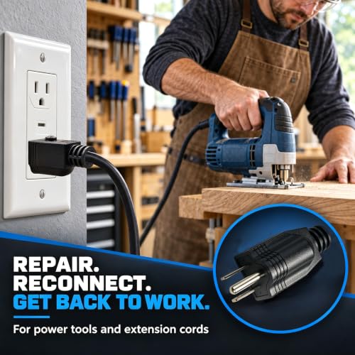 OFOAEEA Black 3-Pack Replacement 3-Prong Electrical Plug with Screwdriver - Durable Grounding Cord Ends