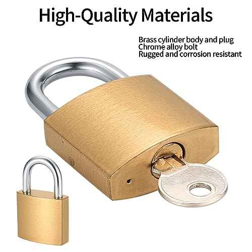 4 Pcs Small Keyed Padlocks with Keys, Pad Locks,Solid Brass Padlock with Key, Lockers Locks with Same Keys for Toolbox, Sheds, Storage Unit, Gym, Fence, Lockers Padlocks