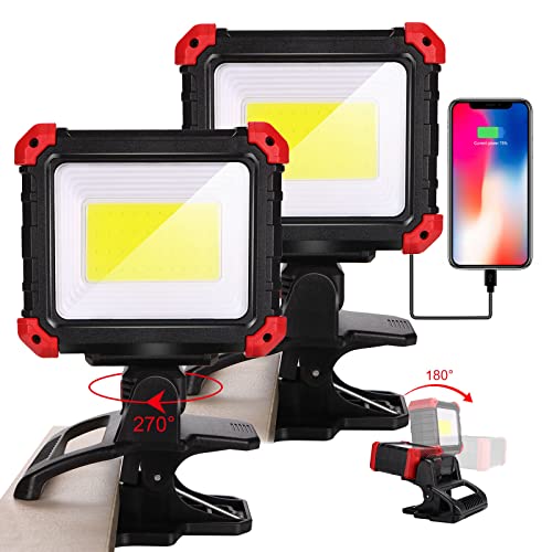 Easymaxx Rechargeable Clip Light 2 Pack - 2100LM LED Work Lights with Magnetic Base