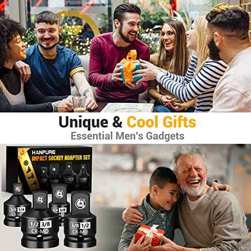 Tools for Men 3/8 to 1/2 Socket Adapter: Valentines Day Gifts for Adults 3/8 To 1/4 Impact Adapter Cr-Mo Drill Wrench Ratchet Drive Reducer Extension Square Impact Driver Bit Set Hand Gadgets