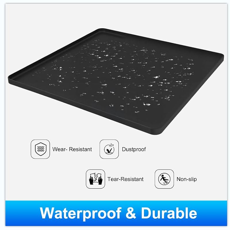 DTOMCD 19.7 x 19.7 x 0.6 in Mini Fridge Silicone Mat with Raised Edges - Leak-Proof Floor Protector