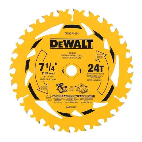 DEWALT 7-1/4 in. 24T Circular Saw Blade, Smooth Cutting, Superior Tracking and Durability (DWA271424)