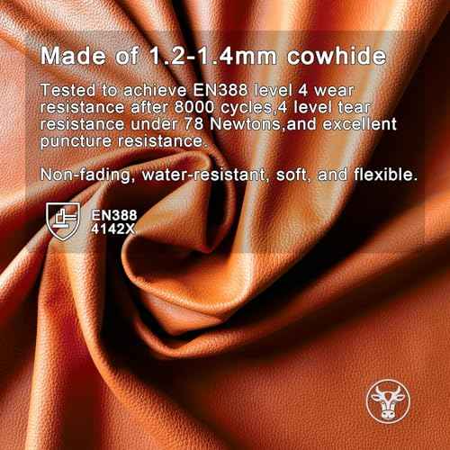 2 Pairs Leather Work Gloves for Men or Women, Non-fading Cowhide, for GardeningConstruction, Welding, Yardwork, driver