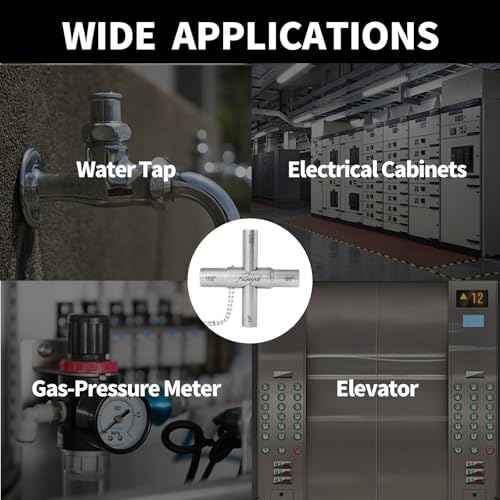 2 Pcs Water Key, Premium Silcock Key 4 Way, Multi-functional Water Key Shut Off Tool, Compact Water Meter Key for Hose Bib, Valve, Faucet and Spigot