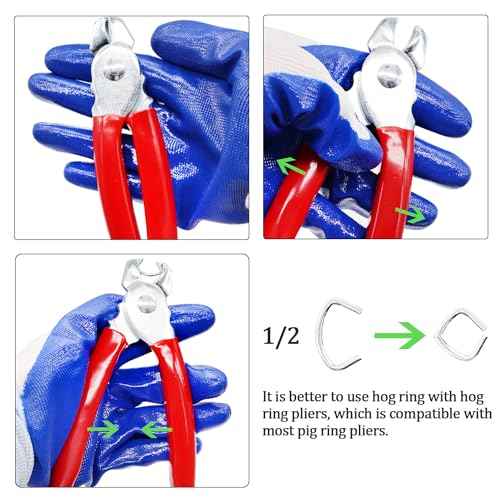 Hog Rings Professional Upholstery 1/2" Galvanized Hog Rings Installation Assortment Kit for Animal Pet Cages¡¢Ropes¡¢Meat Bags& Sausage Casings¡¢Furniture Upholstery£¨600 Count bag-15.5oz£©