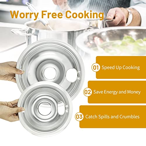 COZZIVITA 4-Piece GE/Hotpoint Silver Electric Stove Drip Pan Set - 6 & 8 Inch