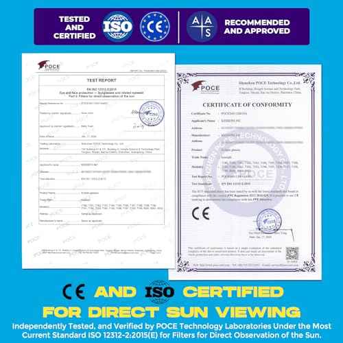 Solar Eclipse Glasses Approved 2024, (2 Pack) CE And ISO Certified Solar Eclipse Observation Glasses, Safe Shades For Direct Sun Viewing, Bonus Smartphone Photo Filter Lens, Blue Stars Design