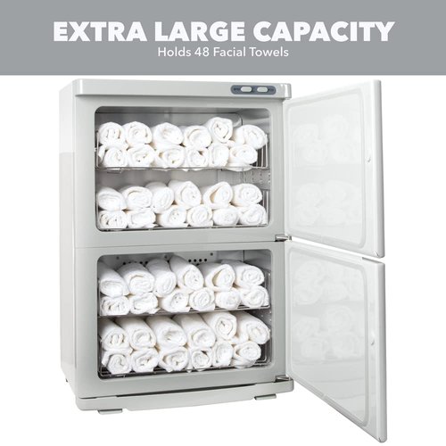 ForPro Professional Collection Expert Double Hot Towel Warmer, 46L Extra Large Capacity, Holds 48 Towels, Rust Resistant Towel Heater with Stainless Steel Racks, 25.5" H x 17.75" W x 11" D, White