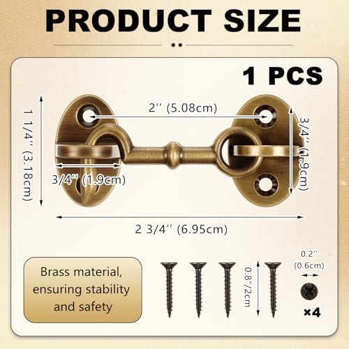 2.75 Inch Brass Gate Hook and Eye Latch - Bronze Finish, Otoolling