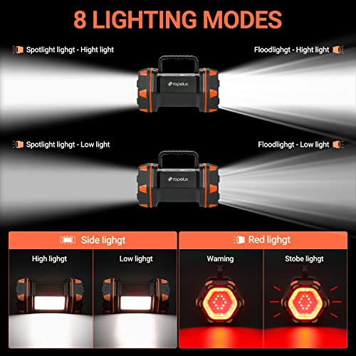 RopeLux Rechargeable LED Camping Lantern - 1500lm, 8 Modes, Portable Emergency Light, Orange, 1 Pack