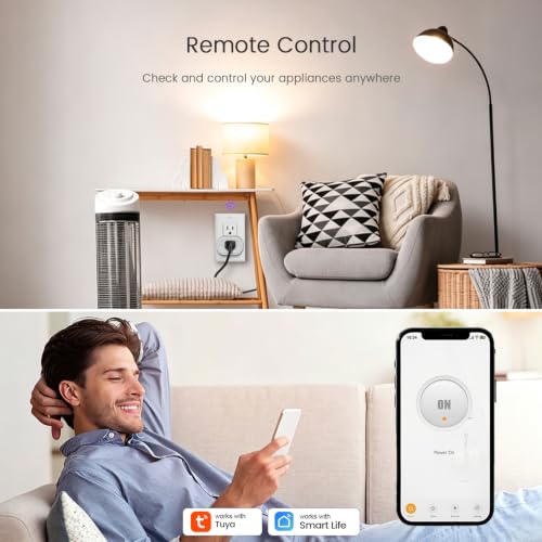 MOOEGG 10A WiFi Smart Plug Compatible with Alexa & Google Home - Smart Home Outlet, Voice Control, App Control, Timer, Power Memory, Night Mode
