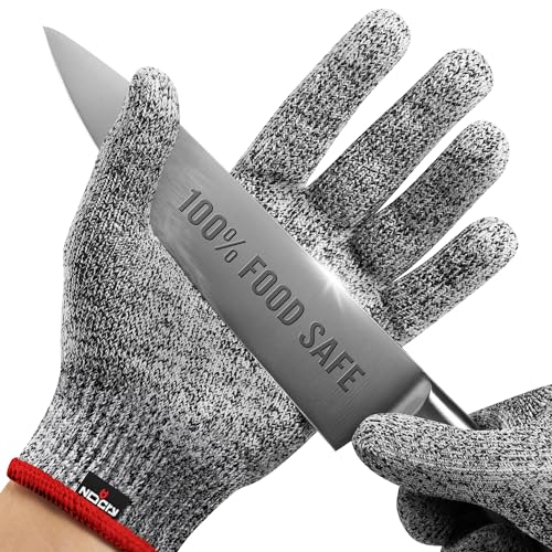 NoCry Level 5 Food Safe Cut Resistant Gloves Medium Grey for Food Prep