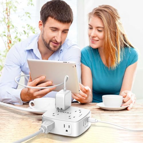 YISHU White 6Ft Surge Protector Power Strip with 8 Outlets & 4 USB Ports