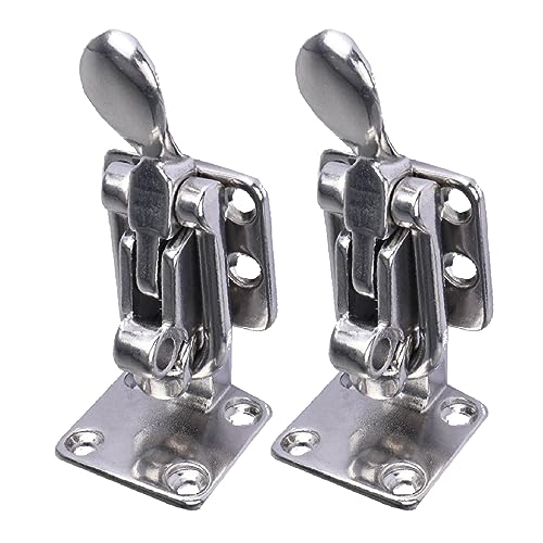 NovelBee 2pcs Stainless Steel Hold Down 90 Degree Clamp Locking Cam Latches,Anti-Rattle Latch Hasp for Boat Marine RV Caravan