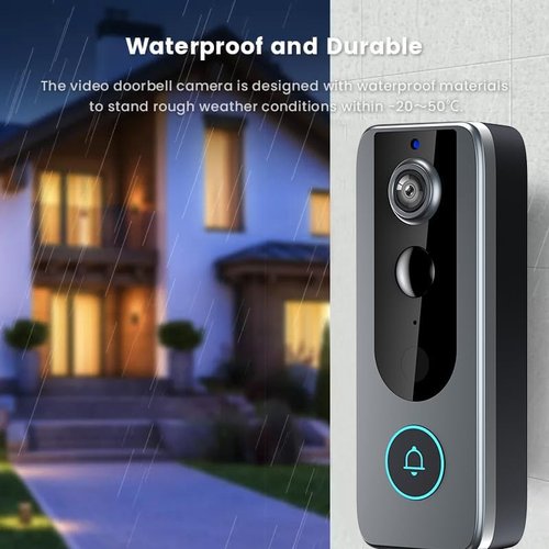 GuardianBell Pro – Smart WiFi Doorbell & Security Cam in One,Doorbell Camera Wireless,Live View and Two-Way Audio,Auto Snapshots and Local Recordings (Black)