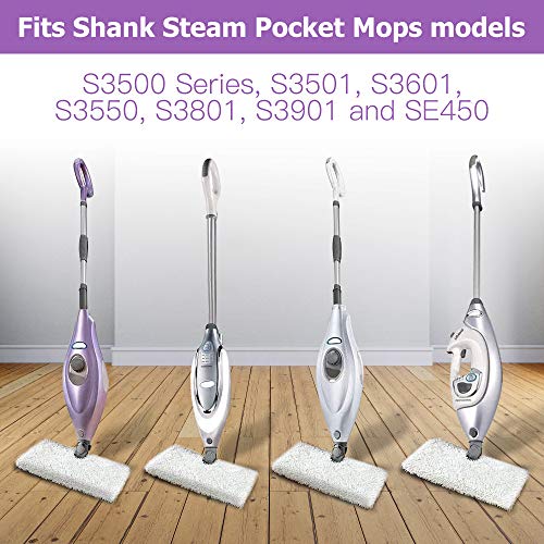 Wagfall Replacement Steam Mop Pads for Shark S3500 Series, 6-Pack (White)