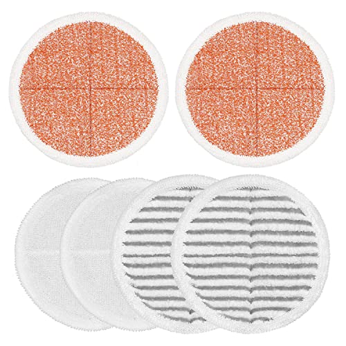 GFRED 6 Pack Bissell SpinWave Mop Pads Replacement 2124 2039A 2315, 2 Soft 2 Scrub 2 Heavy Scrub Pads (Variation: 2 White, 2 Gray, 2 Orange)