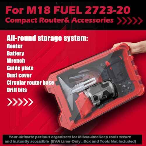 Foam Organizer Insert Fits Milwaukee Packout Box | Compatible with M18 FUEL Compact Router Models 2723-20 | EVA Foam Liner for Router Tool and Accessories (Tool and Tool Box NOT Included)