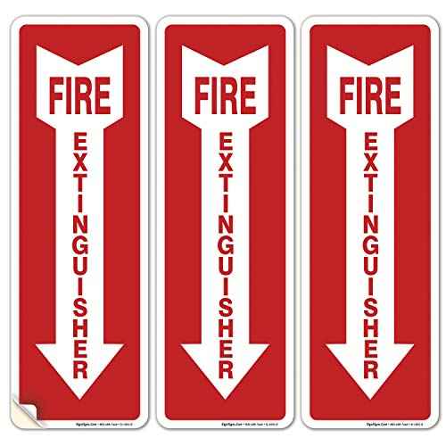 Fire Extinguisher Decal Self Adhesive Sticker 4x12" 4 Mil Vinyl SignIndoor & Outdoor Use UV Protected & Waterproof Sleek (3 Pack)