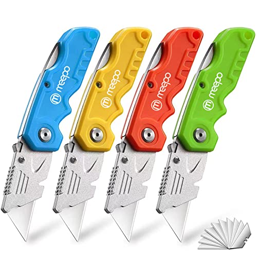 4-Pack Colorful Heavy Duty Utility Knives with 10 Blades - Fixed Blade Set