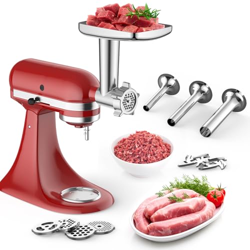 KitchenAid Meat Grinder Attachment with 4 Grinding Plates & Sausage Tubes