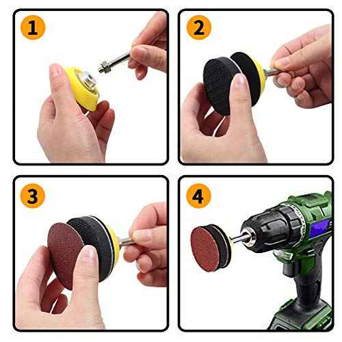 SPEEDWOX Hook and Loop Sanding Discs Pad Kit 3 Packs 1 Inches with Shank Drill Attachment Backing Pads and Soft Foam Layer Buffing Pad