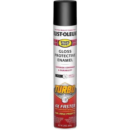 Rust-Oleum 334128 Stops Rust Turbo Spray Paint, 24 oz, Gloss Black