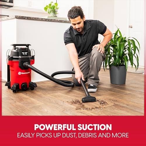 Vacmaster VCM408PF 4-Gallon Wet Dry Vac with 3.5 Peak HP, Red