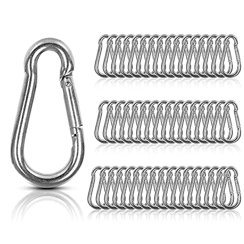 MIVIDE 50 PCS M5 x 2 Inch Spring Snap Carabiner Clips Heavy Duty Outdoor Hooks