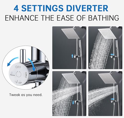 G-Promise All Metal Shower Diverter with 13.5 Inch Chrome Extended Holder