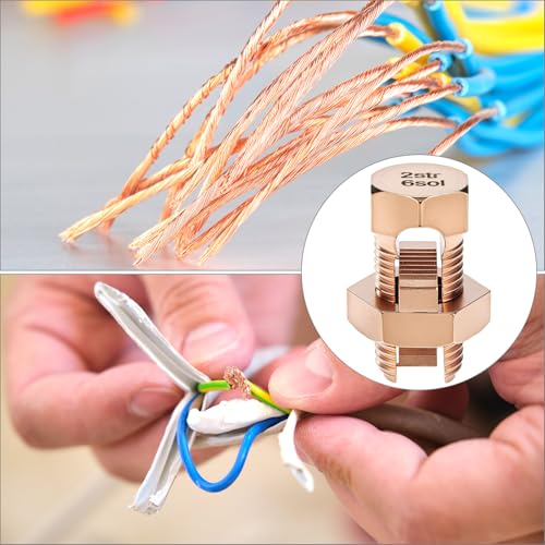 QWORK Copper Grounding Clamps 10-Pack, 2-6 AWG Grounding & Bonding Connectors
