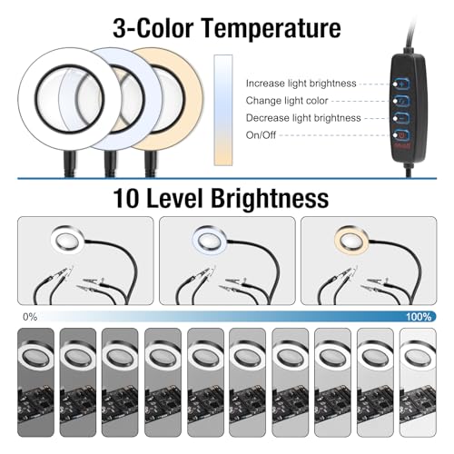 Helping Hands Soldering, PCB Holder Soldering Station Third Hand Tool with 5X Magnifying Glass with Light, 4 Arms Helping Hands Non-Slip Steel Weighted Base for Welding