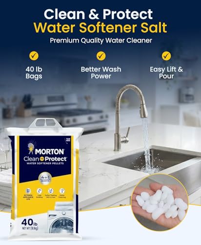 Morton Water Softener Salt Pellets 4-Pack, 40 lb Bags - Softens Hard Water