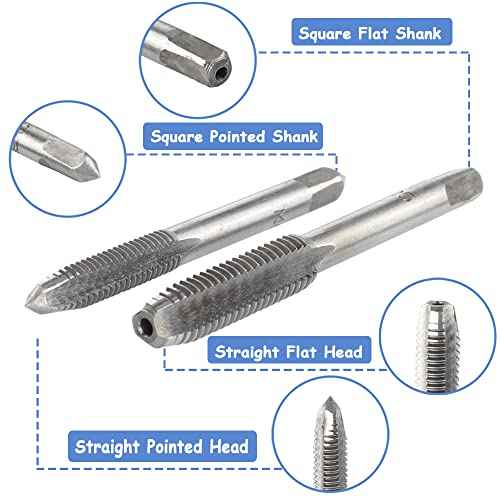 Mesee 6 Pcs Tap Wrench Tool Set, Adjustable T-Handle Tap Holder Wrench with Machine Screw Thread Metric Plug Taps M3 M4 M5 M6 M8 Taps for Metal/Aluminum/Plastic/Wood