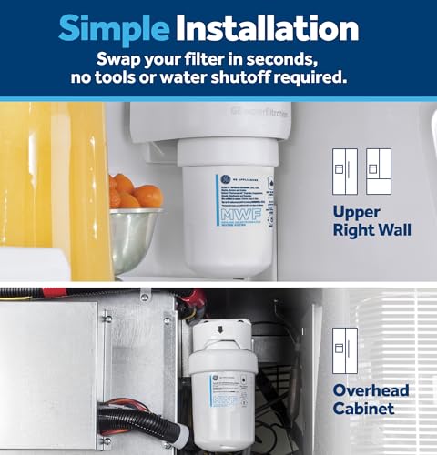 GE MWF Refrigerator Water Filter Pack of 1 - Genuine NSF Certified Filter