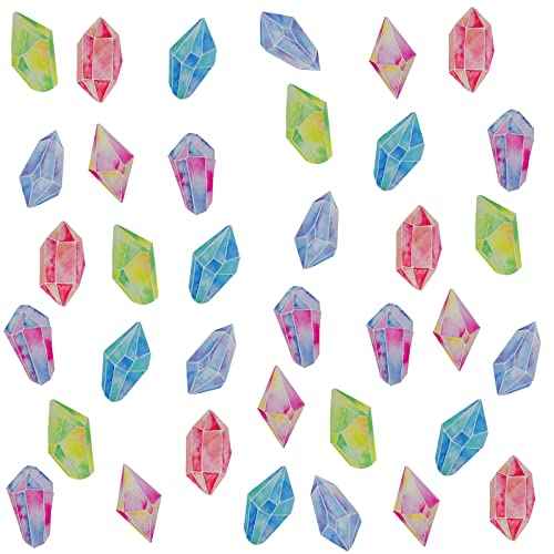 Maydahui 12 Sheets Fantasy Colorful Gem Diamond Wall Decals Adorable Crystal Wall Stickers(50 x 42 Inch) Peel Stick Removable Gemstone Art Decal Decor for Living Room Kids Bedoom Nursery