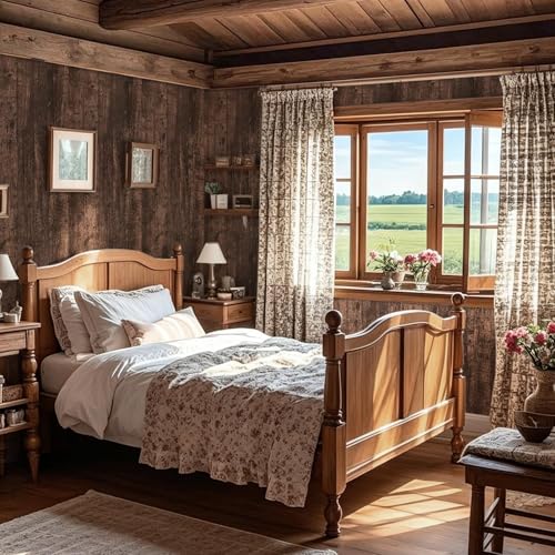 Dimoon Brown Dark Wood Contact Paper 17.7 x 78.7 Inches - Peel & Stick Rustic Wood Grain Wallpaper
