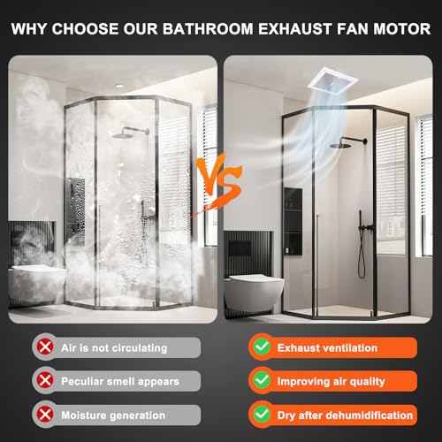 Hiorucet Bathroom Exhaust Fan Motor S0503B000 Replacement for Broan Nutone 763RLN, 769RL B, 70 CFM, Quiet Copper Motor, Without Bracket