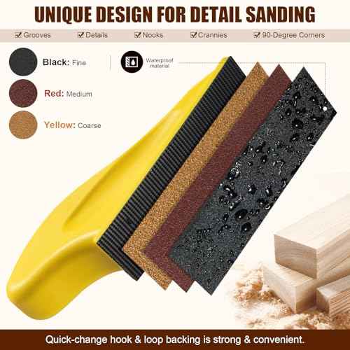 90PCS Premium Micro Detail Sander Kit, Updated 3-in-1 Mini Hand Sanding Block, 60-400 Grit Sandpaper for Wood Crafts, Tight Spaces, and DIY Polishing Projects