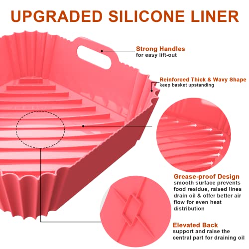 Seropy Air Fryer Liners Square 2 Pack 7.1 Inch for 4-7 QT - Silicone Reusable Baking Mat