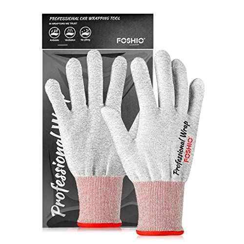 FOSHIO Vinyl Wrap Gloves - Professional Anti-Static Application Tool, Carbon Fiber Dust-Free Working Gloves