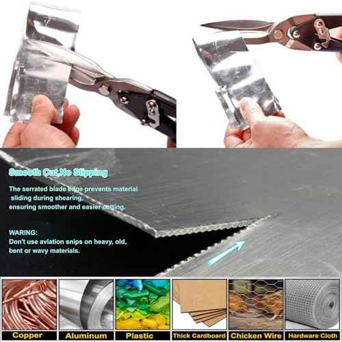 10 Inch Aviation Tin Snips, Heavy Duty Chrome Vanadium Steel Metal Cutter Shears for Cutting Sheet Metal, CR-V Straight Cut