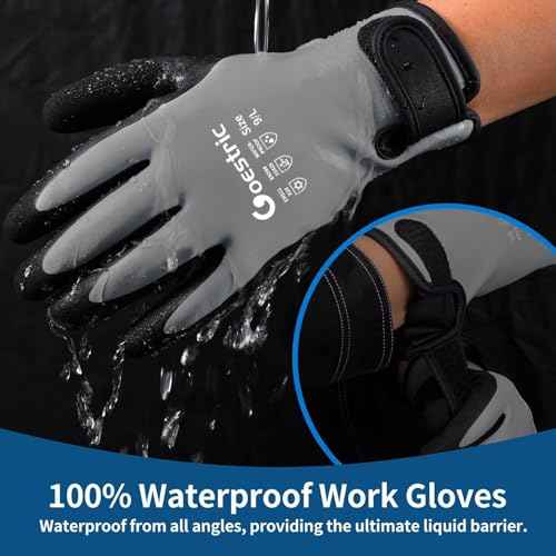 100% Waterproof Winter Work Gloves for Men Women, Freezer Gloves with Grip for Shoveling Snow