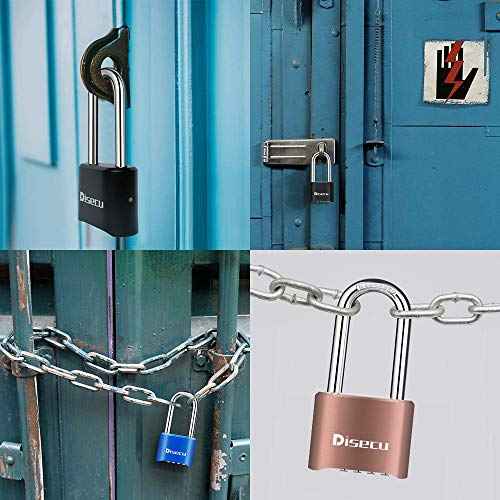 1 Pack disecu Heavy Duty 4 Digit Combination Lock, 2.5 Inch Long Shackle Outdoor Waterproof Padlock for School Gym Locker, Storage Unit, Fence, Gate, Toolbox (Black)