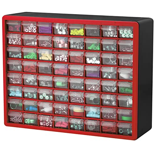 Akro-Mils 44-Drawer & 64-Drawer Storage Cabinets Bundle, 20W x 6D x 16H, Red