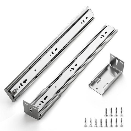 22 Inches Drawer Slides - 10 Pairs Soft Close Drawer Slides Heavy Duty Side Mount Ball Bearing Brushed Nickel Drawer Rails with Mounting Brackets, Silver
